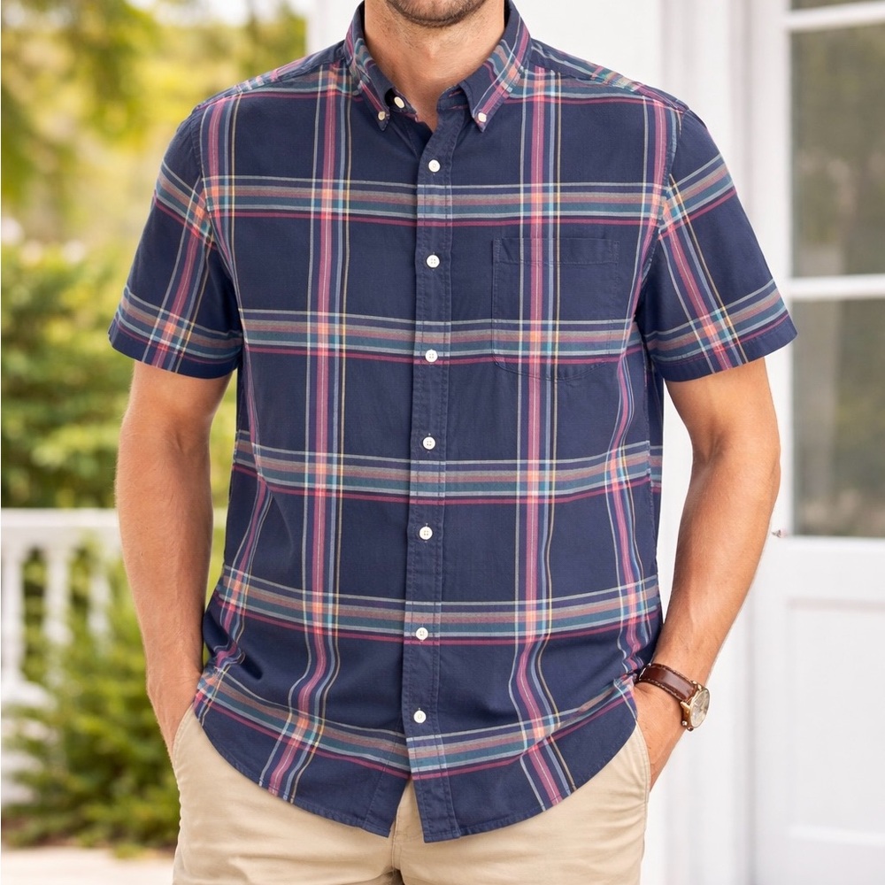 Sonoma Men's Modern Fit Size XL Multicolor Plaid Button Down Shirt